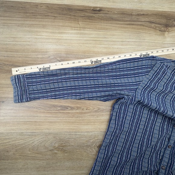 Carbon2Cobalt Shirt Mens Large Blue Purple Cotton Long Sleeve Aztec Print - Picture 7 of 7